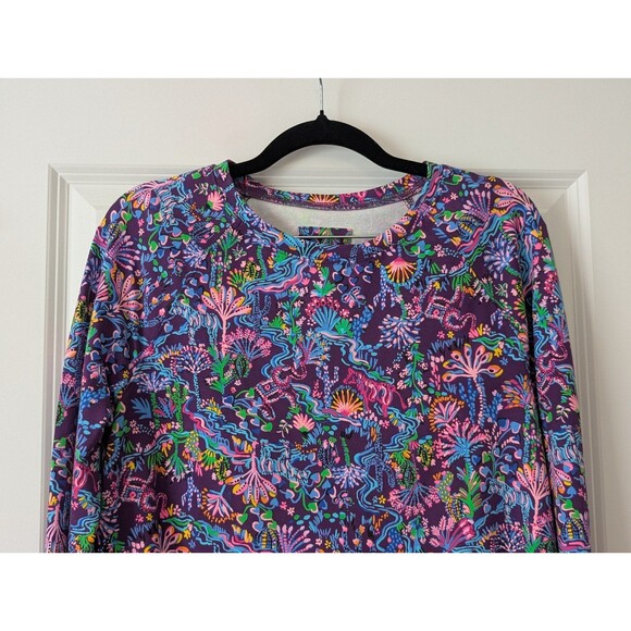 Lilly Pulitzer UPF50+ Luxletic Blythe Pullover Top Purple Colony Conga Size Med - Picture 2 of 12
